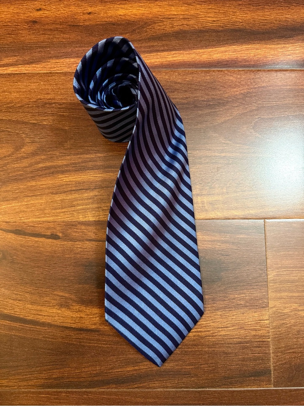 Brooks Brothers Makers Silk Navy and Light Blue Striped Tie